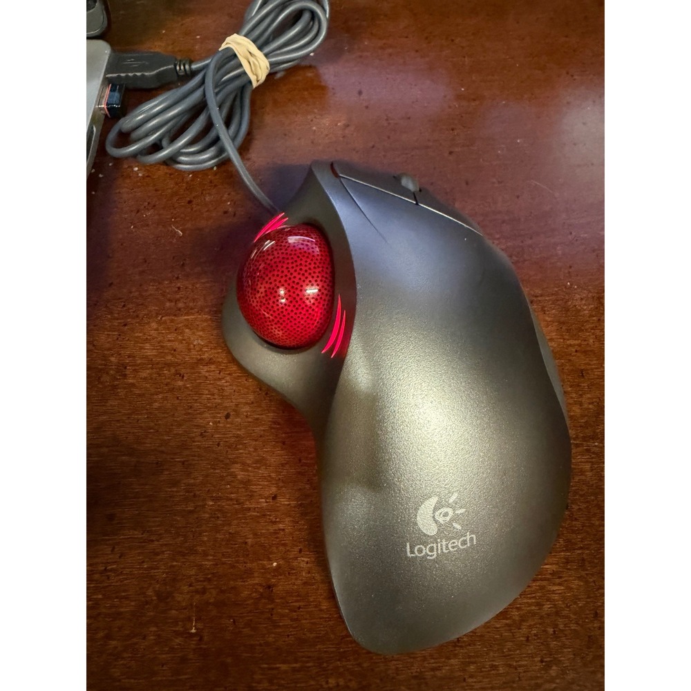 Logitech TrackMan Wheel USB Trackball Mouse T-BB18 P/N 804360-0000 Tested Works